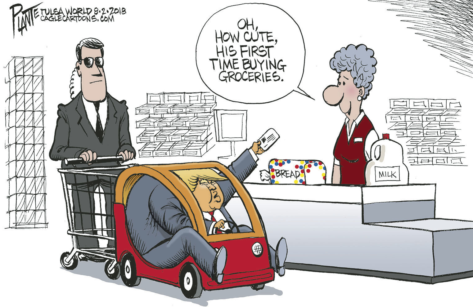 Bruce Plante Cartoon: Trump and the cashier